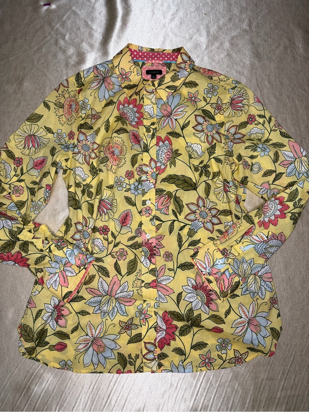 Talbots Yellow Floral Button-Down Shirt